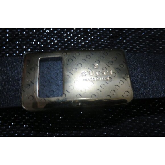 Gucci Black Leather Gold Buckle Logo Plaque Belt sz 38 95/38 (46 inches) - Picture 3 of 7
